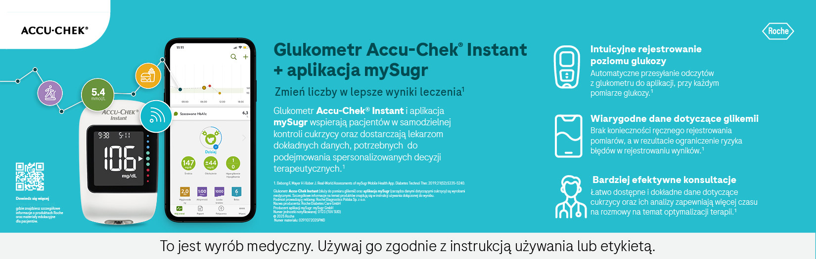 <p>Accu-Chek Instant jest nowoczesnym i łatwym w obsłudze urządzeniem przeznaczonym do monitorowania poziomu cukru we krwi. Charakteryzuje go: Dokładność i precyzja pomiaru Duży, poświetlany ekran z dużymi cyframi Szybki wynik pomiaru glukozy – dostępny po 4 sekundach Duża pojemność pamięci oraz dostęp do statystyk Możliwość połączenia z aplikacją mySugr i darmowy […]</p>
